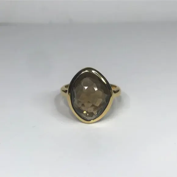 Beautiful 5ct Genuine Smoky Quartz Ring 18k Gold Vermeil Gold Smoky Quartz Ring - Picture 6 of 10